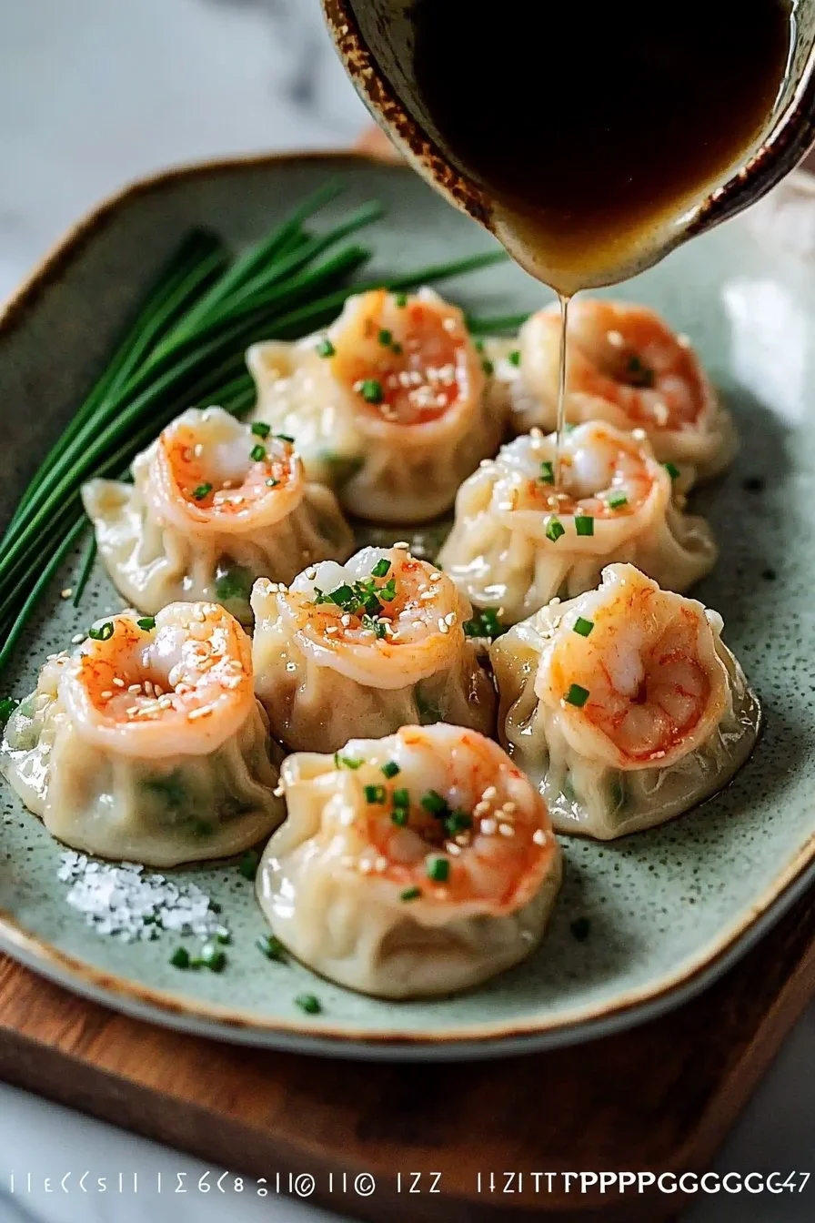 Delicious Prawns and Chive Dumplings served with dipping sauce