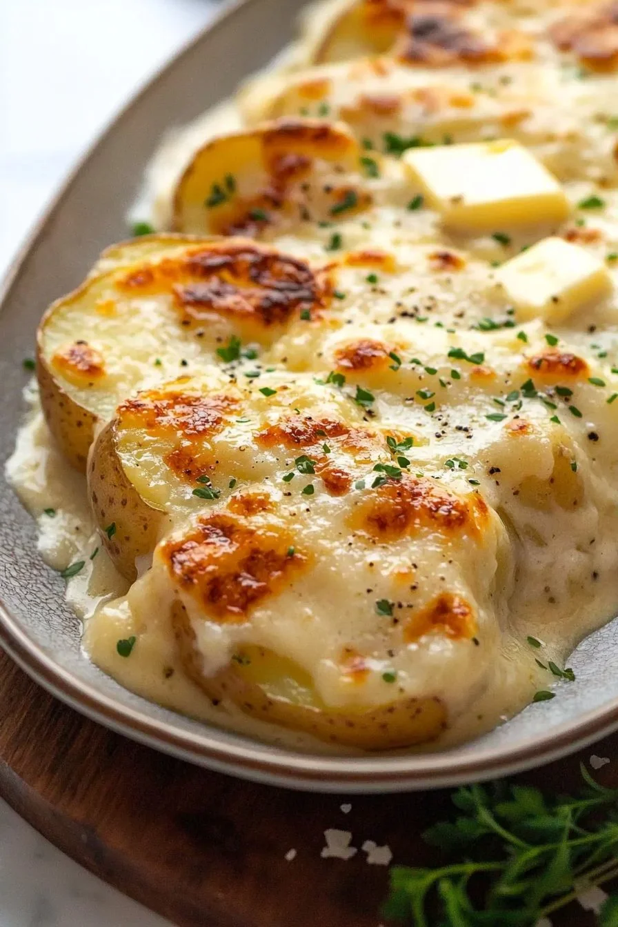 Roasted Garlic Potatoes Gratin