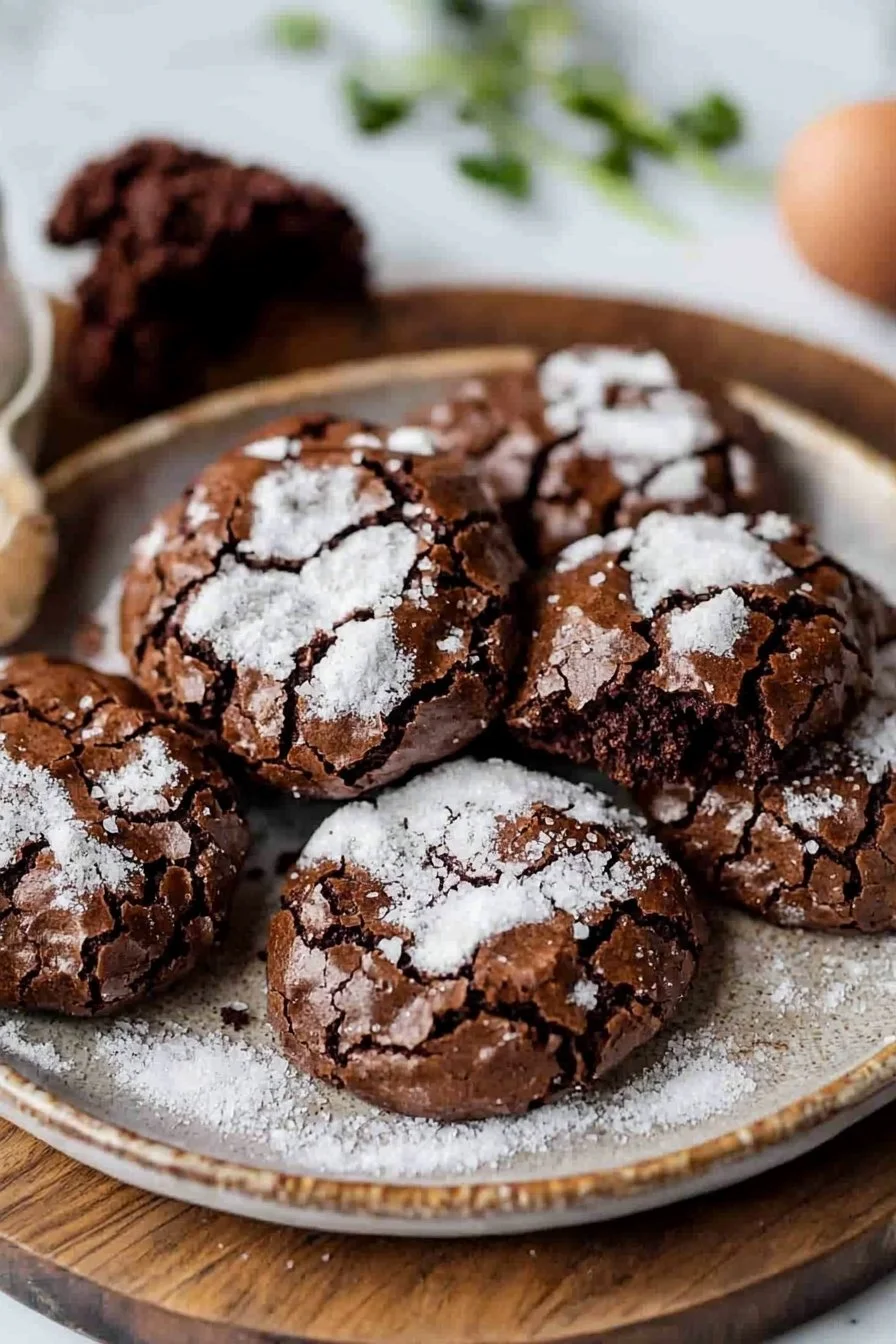 Salted Brownie Crinkle Cookies