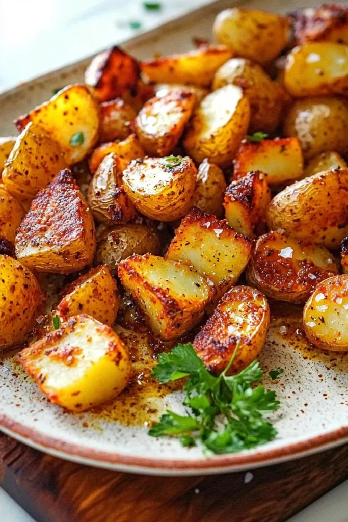 Bowl of seasoned roasted potatoes seasoned to perfection