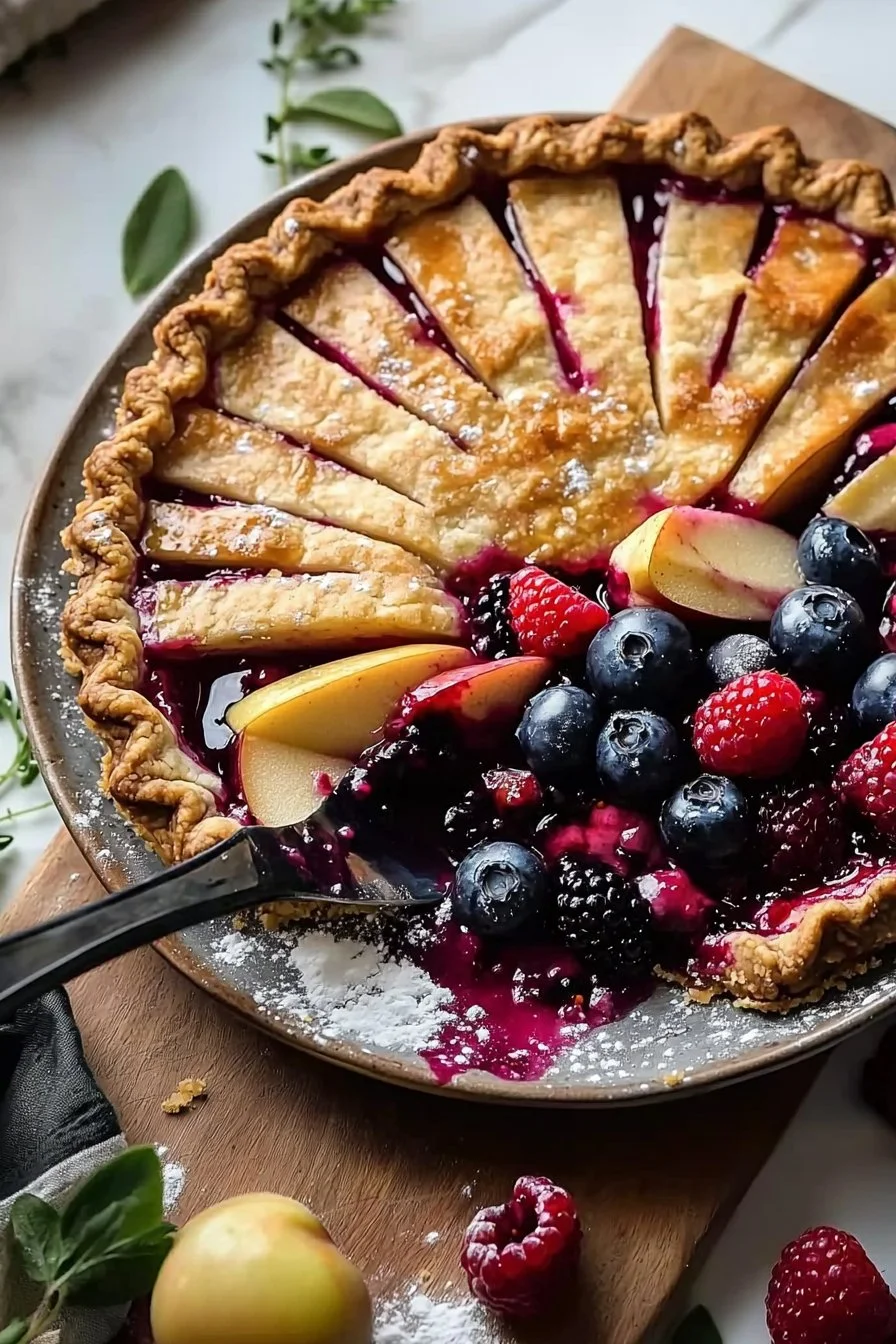 Shortbread Pie with Berry and Apple Filling