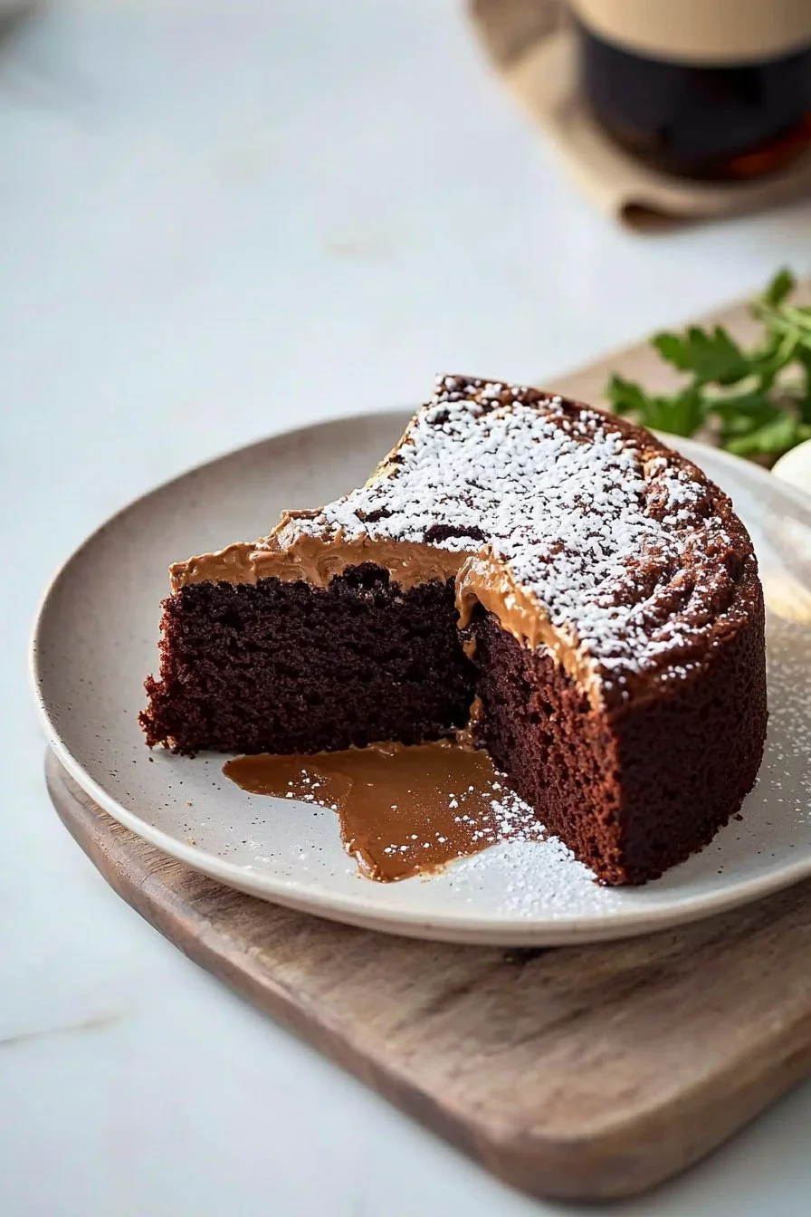 A slice of simple espresso cake topped with coffee cream and chocolate sprinkles.