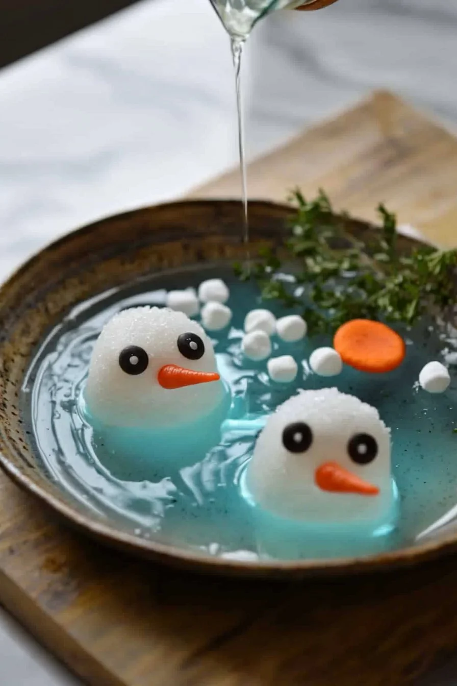 Snowman Floating in a Pool of Jelly