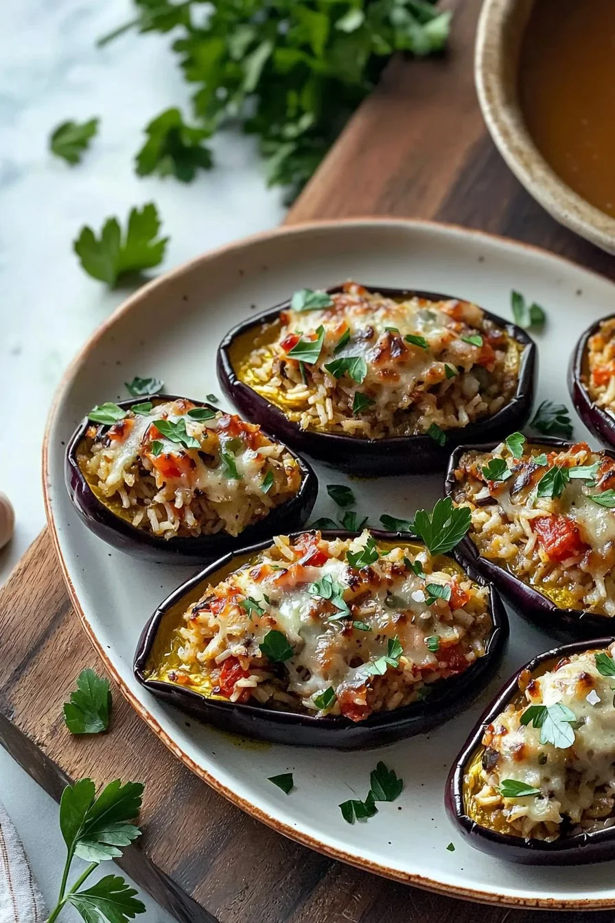 Spanish stuffed eggplant filled with savory ingredients.