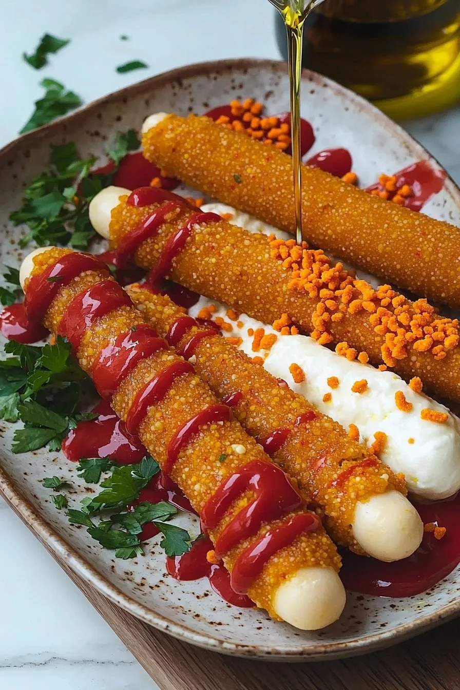 Spicy Crunchy Korean Mozzarella Corn Dogs