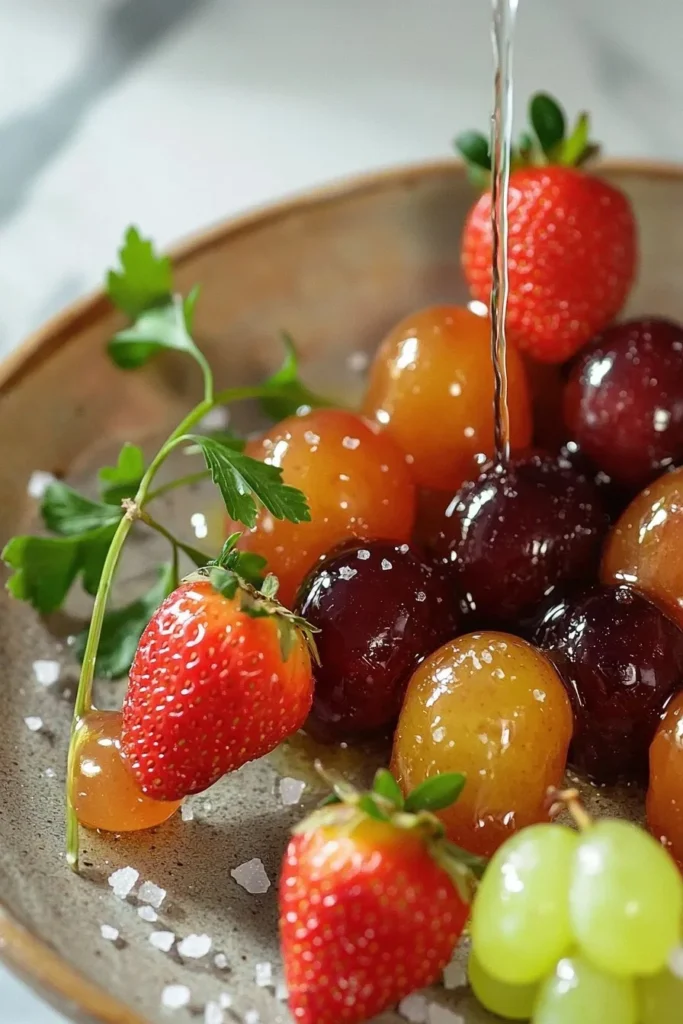 Tanghulu, traditional Chinese candied fruit on a stick, glistening with sugar.