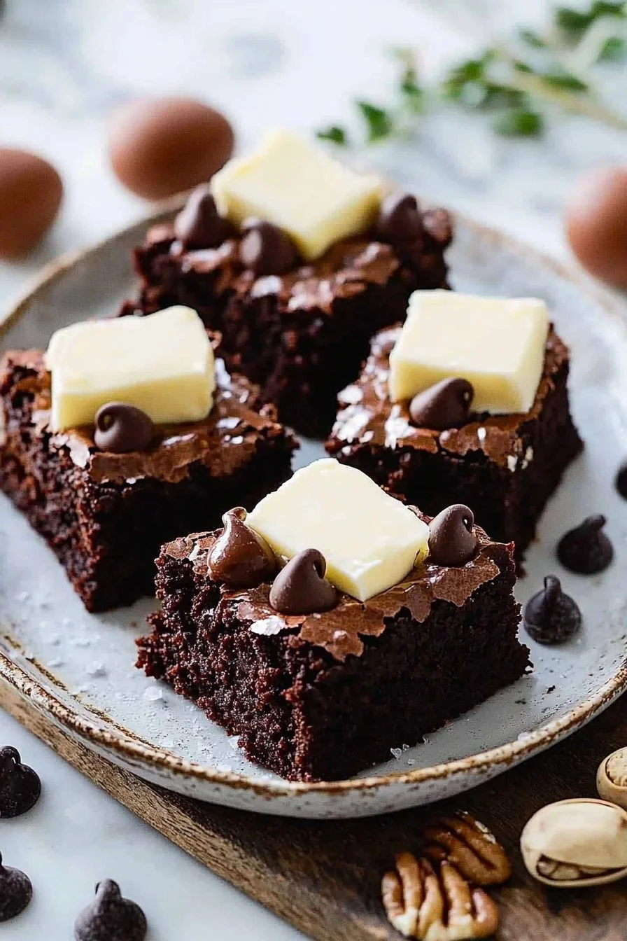 Ultimate Celebration Brownie topped with chocolate and sprinkles on a plate