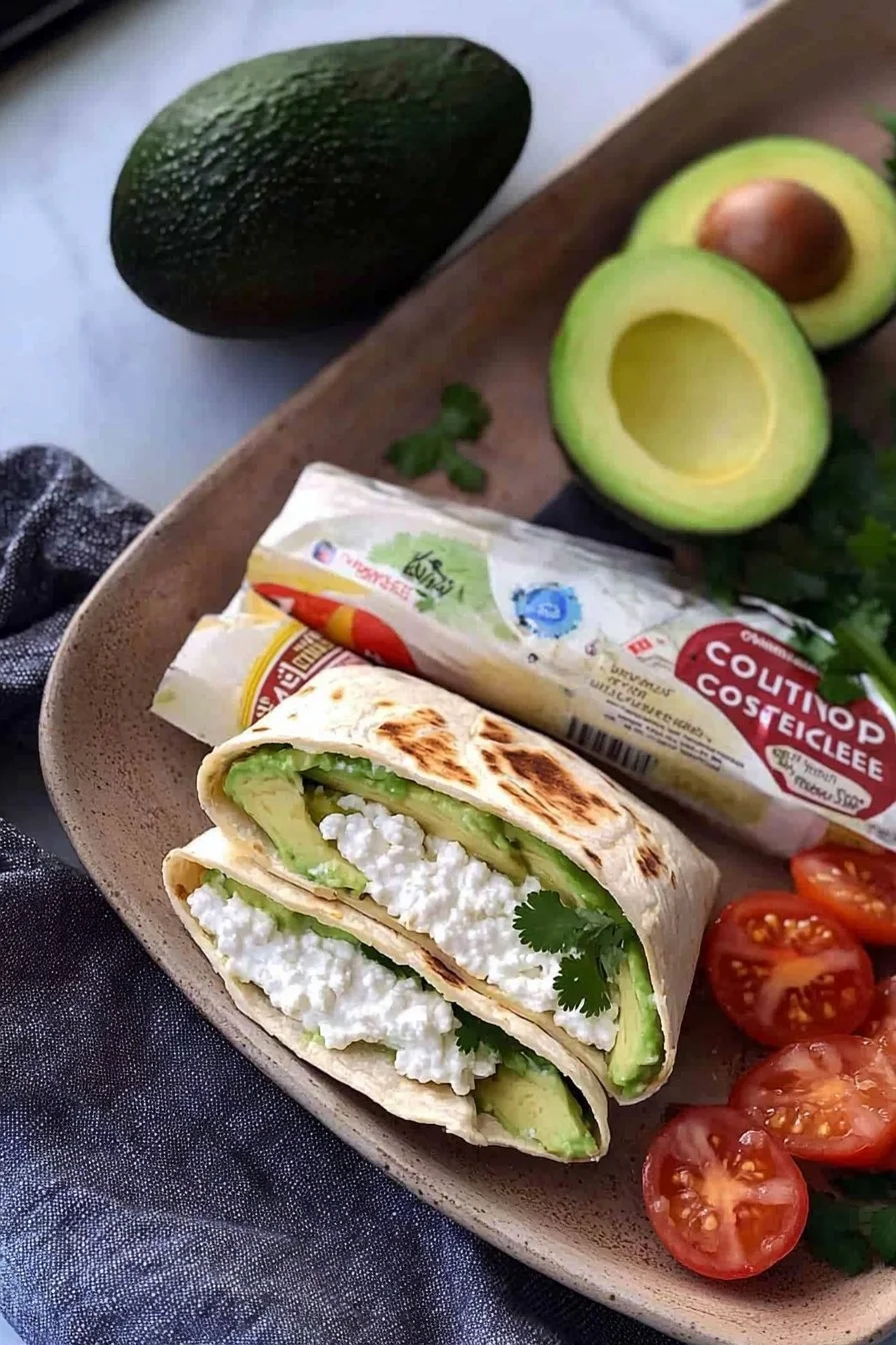 Delicious cottage cheese avocado wrap ready to serve