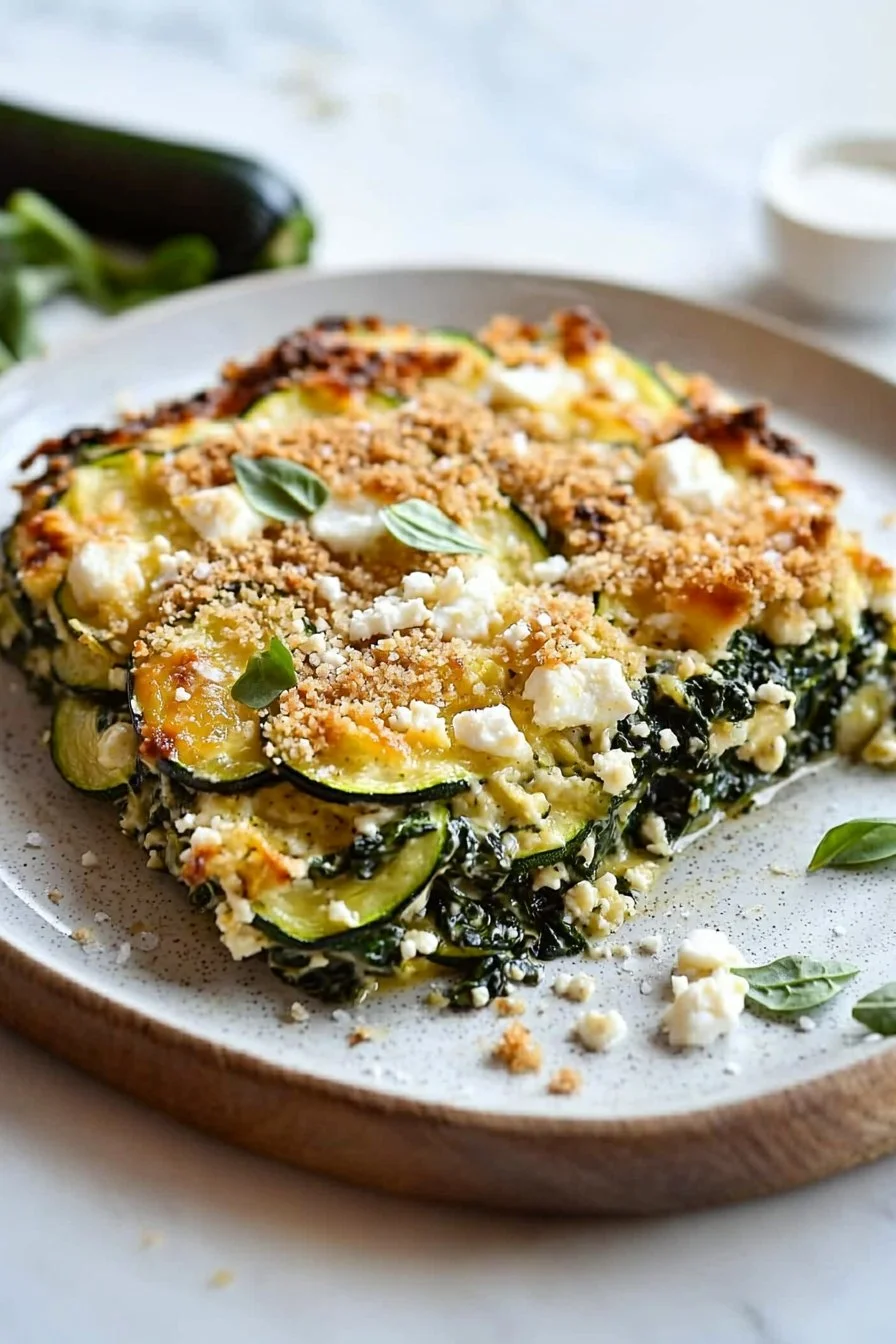 Baked Zucchini, Spinach, and Feta Casserole