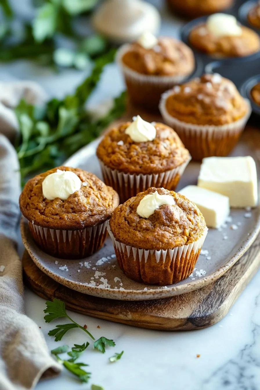 Delicious pumpkin cream cheese muffins with a creamy swirl