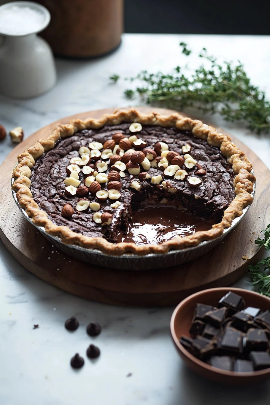 Delicious chocolate hazelnut pie served as a decadent dessert option