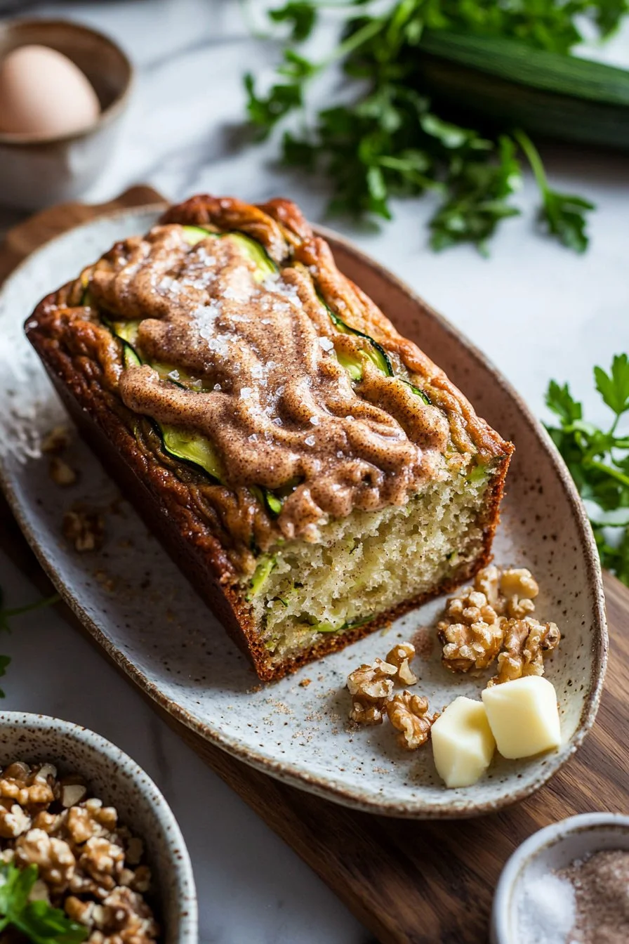 Delicious Cinnamon Swirl Zucchini Bread fresh out of the oven.