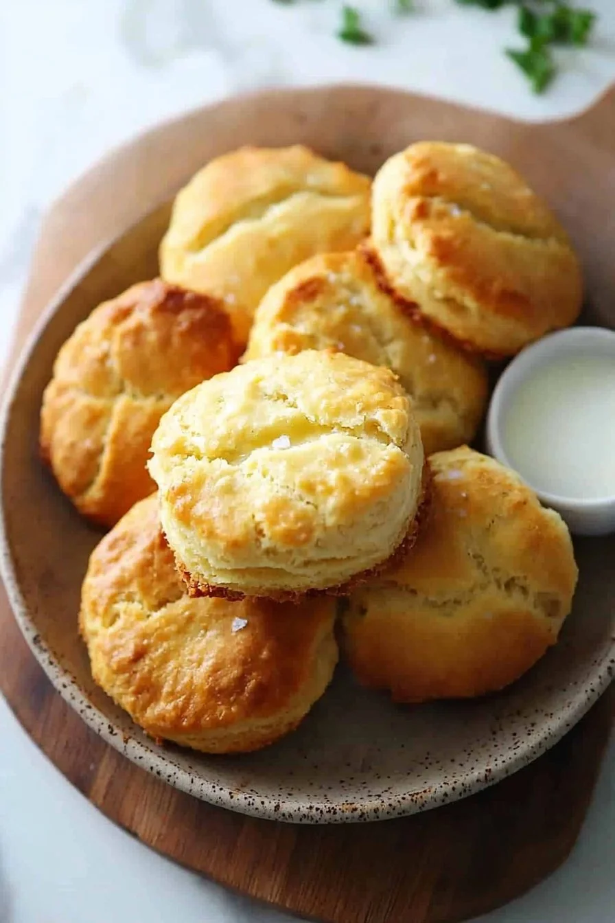 Plate of golden brown condensed milk biscuits ready to serve.