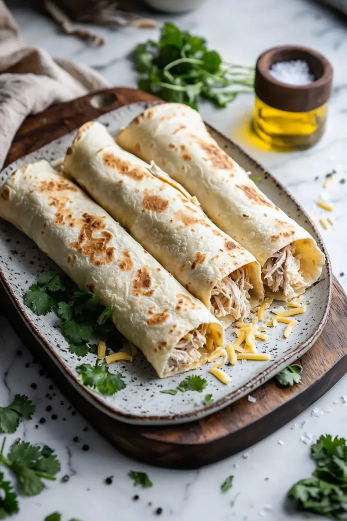 Cream cheese chicken chimichangas ready to serve