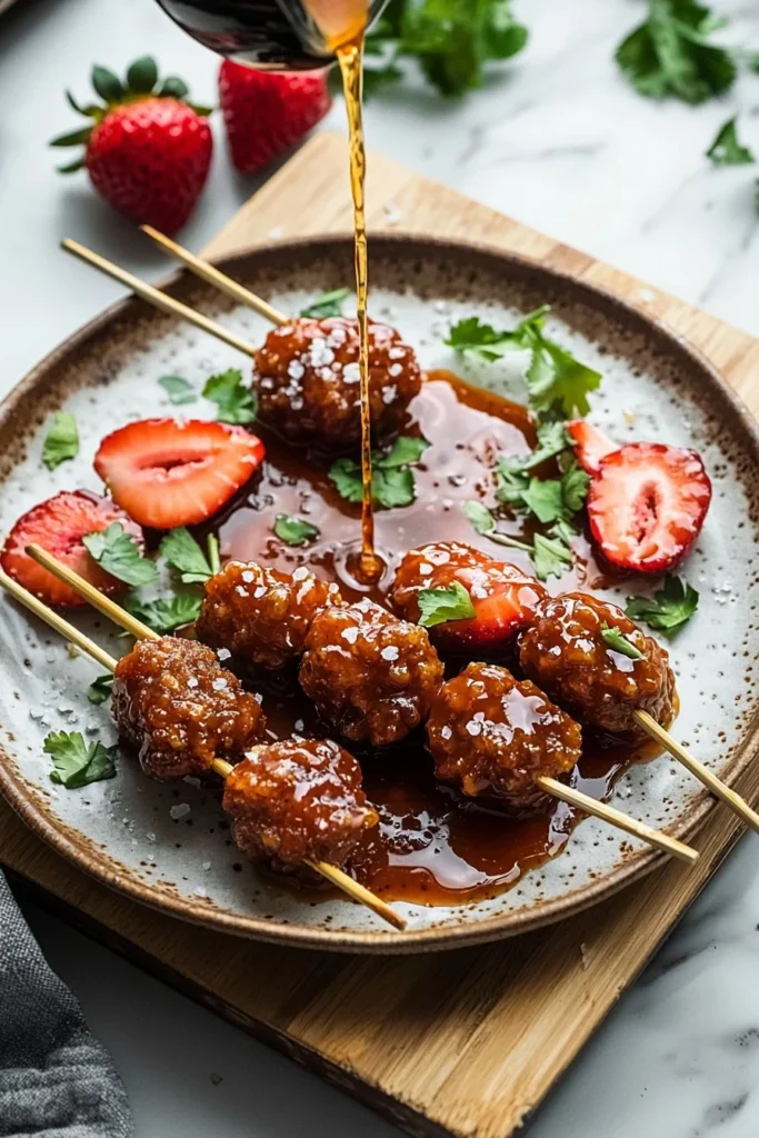 Crispy Tanghulu fruit skewers coated in crunchy caramel