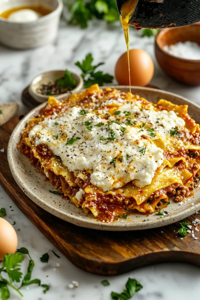 Plate of crispy air fryer fried lasagna served with marinara sauce