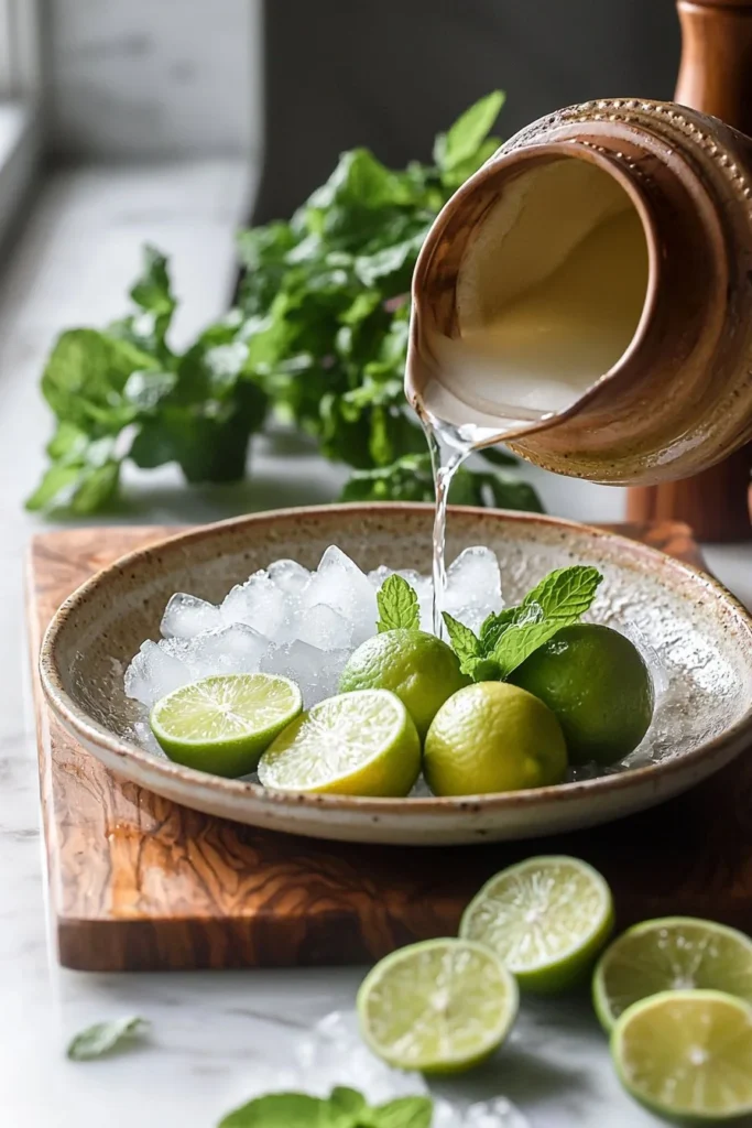 Refreshing Easy Brazilian Lime Lemonade served in a glass with garnish.