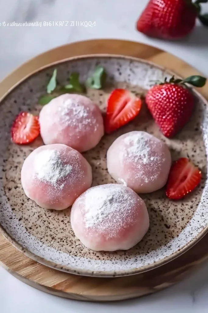 Homemade easy strawberry mochi ready to enjoy