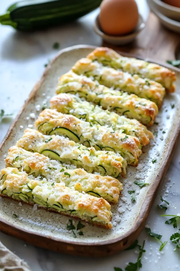 Easy homemade zucchini breadsticks baked to golden perfection