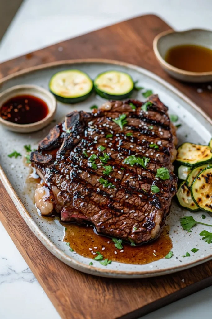 Delicious hibachi steak served with fresh vegetables on a sizzling grill