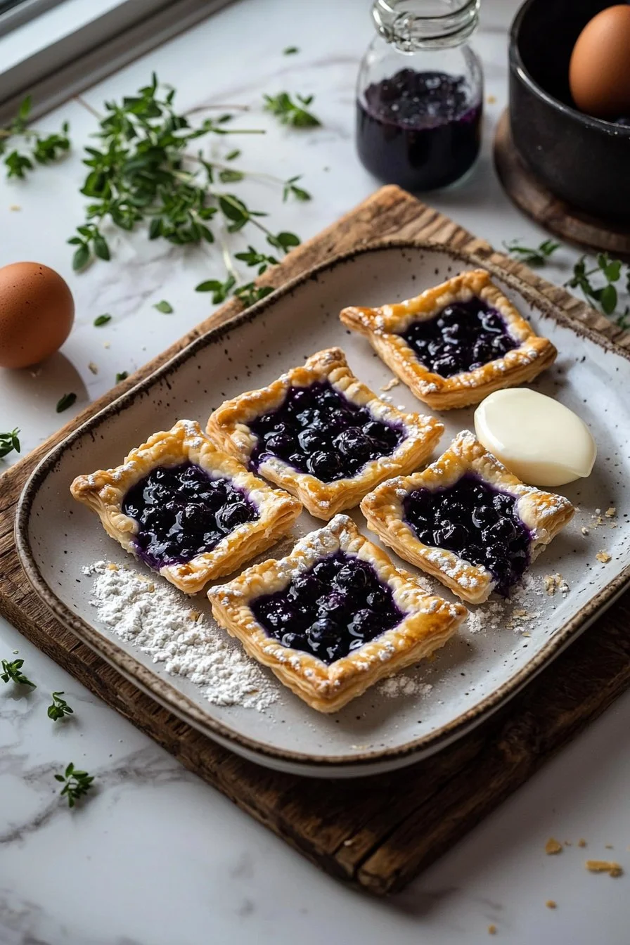 Homemade blueberry pop tarts with flaky crust and fresh blueberry filling.
