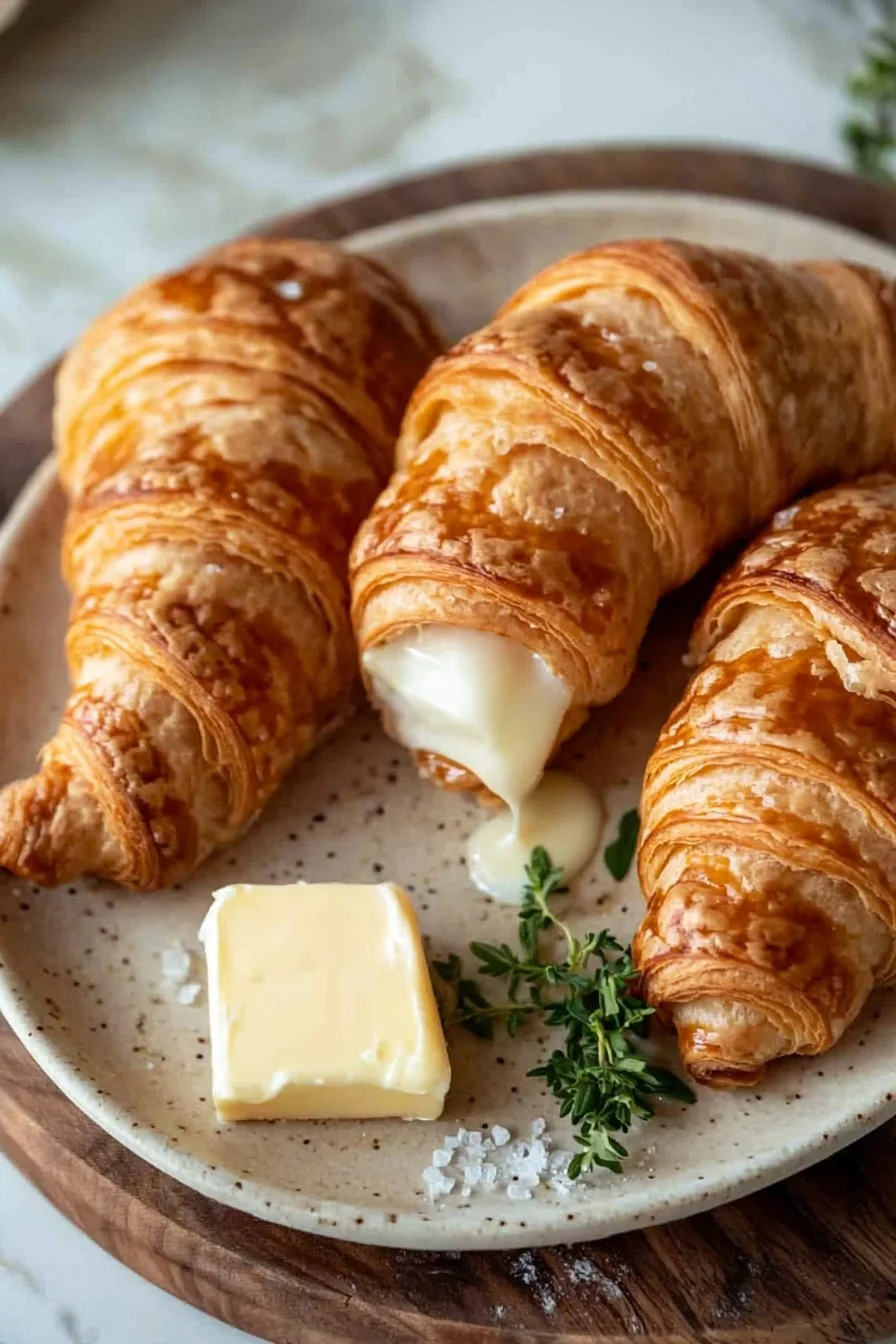 Homemade croissants fresh out of the oven, golden and flaky