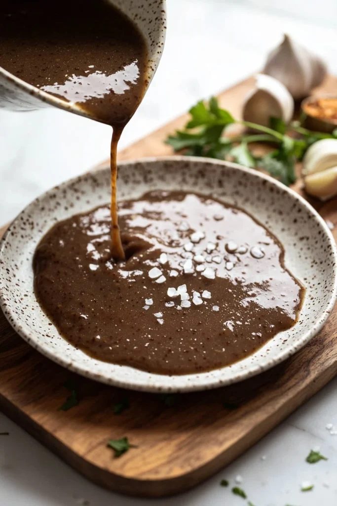 Delicious Mexican brown gravy served over a dish