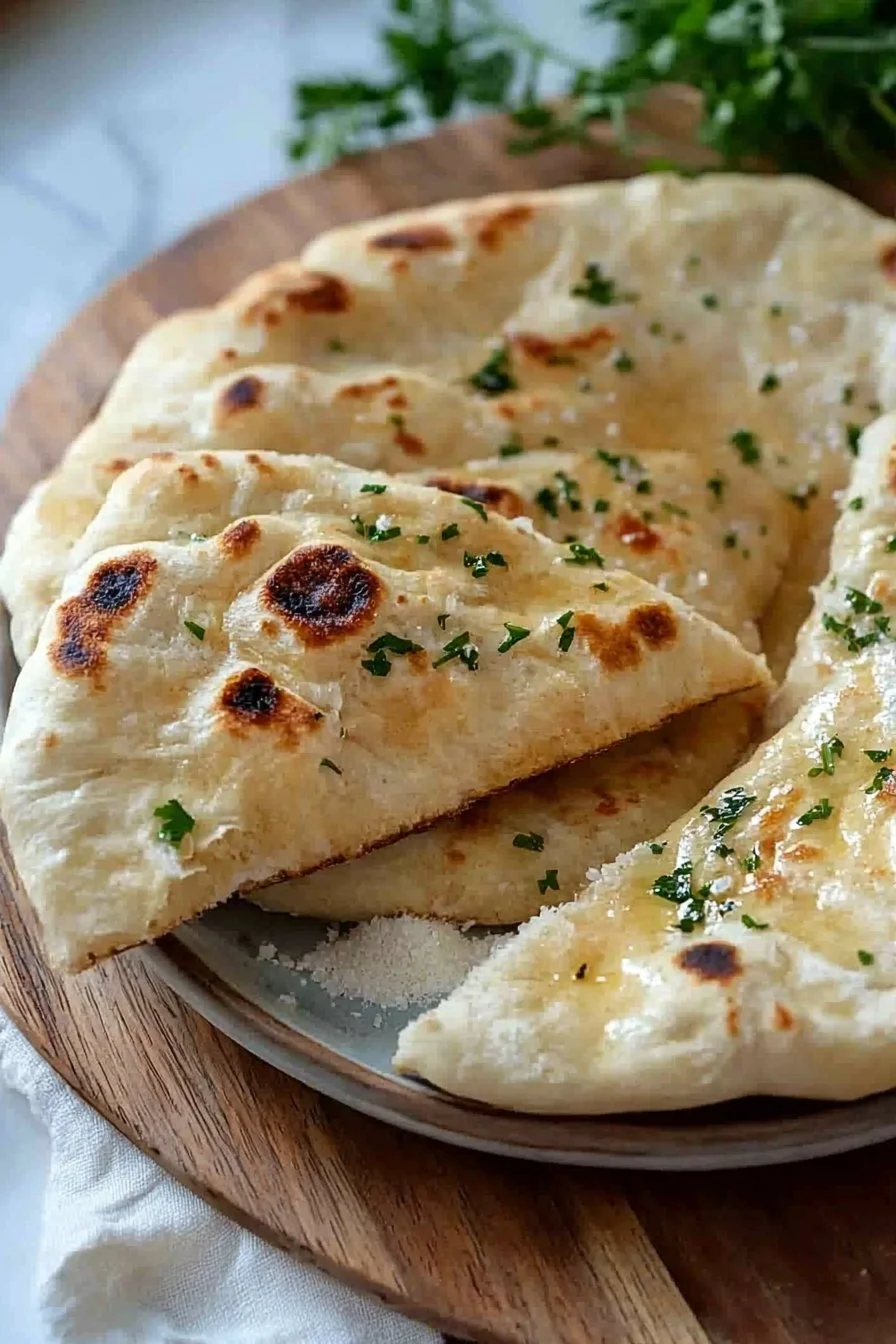 Freshly baked no-knead Turkish bread on a wooden table