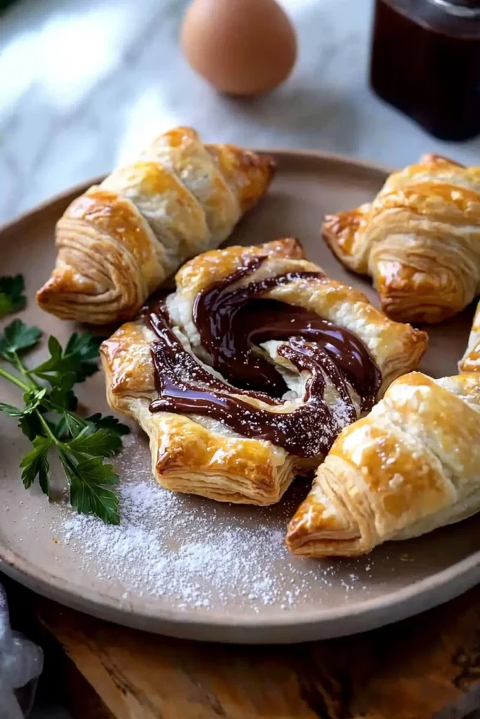 Delicious homemade Nutella Puff Pastries ready to be served