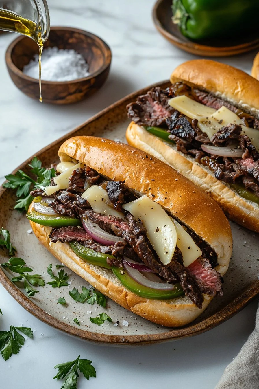 Delicious Philly Cheesesteak Sandwich with tender meat and melted cheese