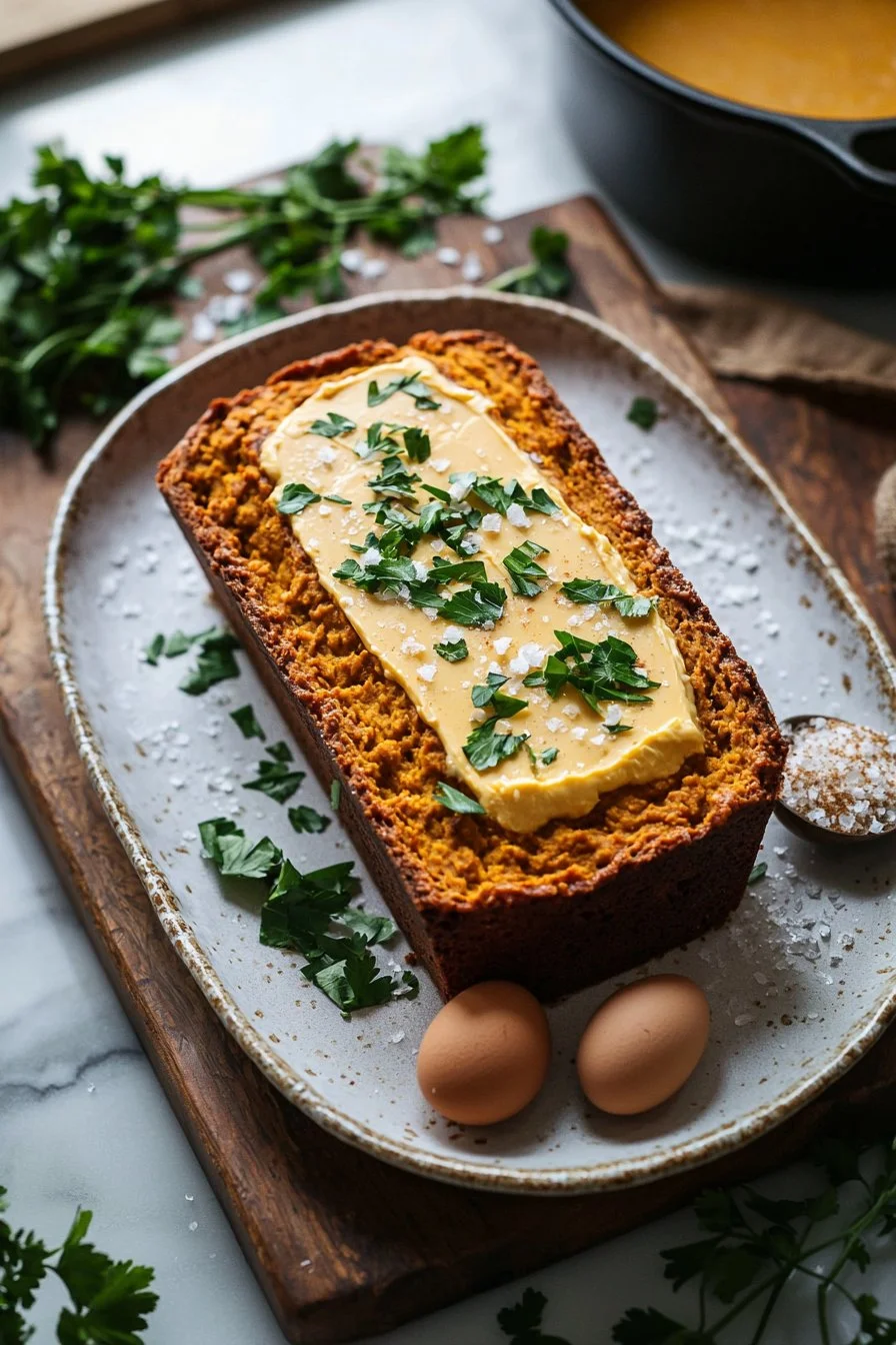 Homemade Pumpkin Cream Cheese Bread sliced and served on a wooden board