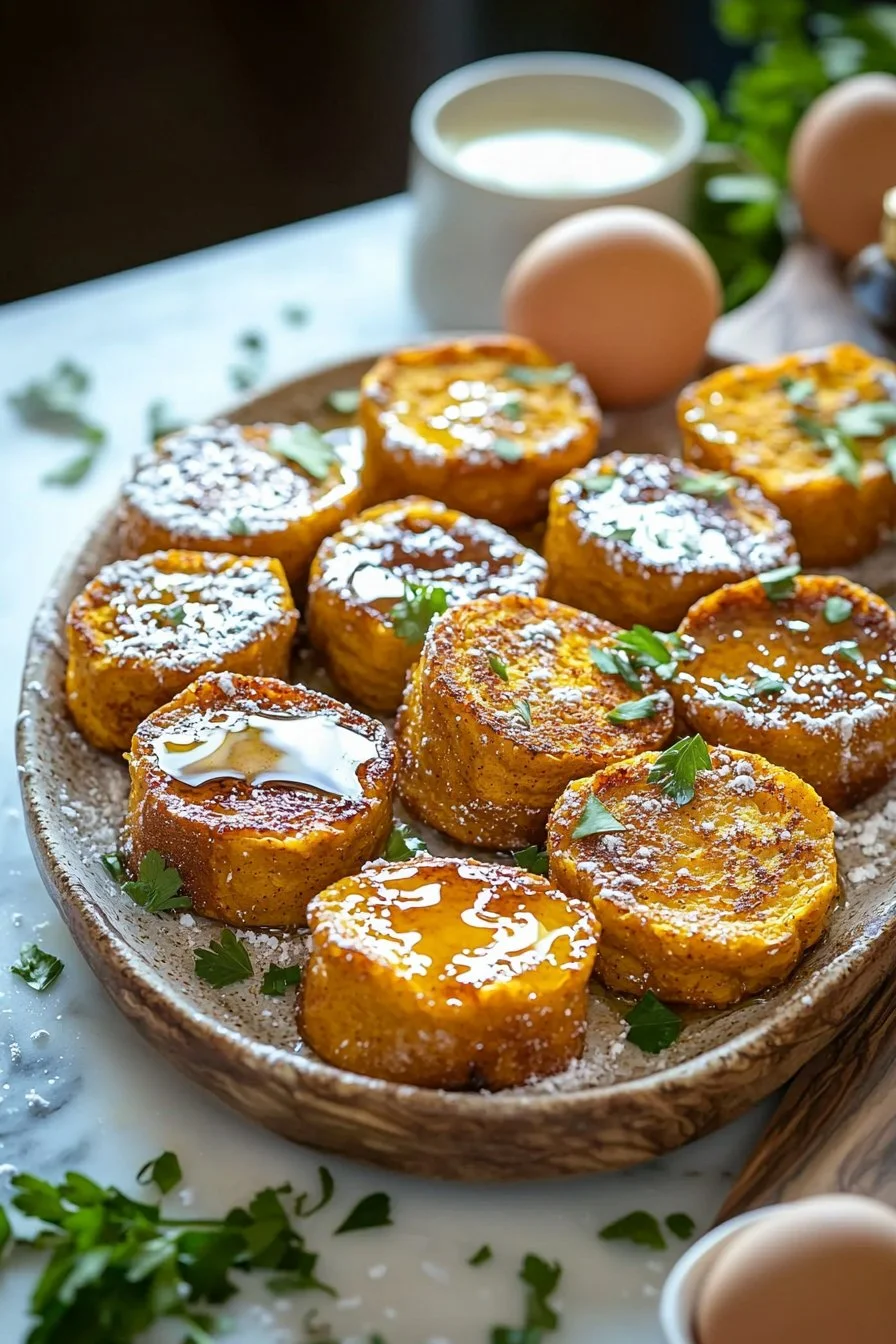 Delicious Pumpkin French Toast Bites served on a plate with maple syrup