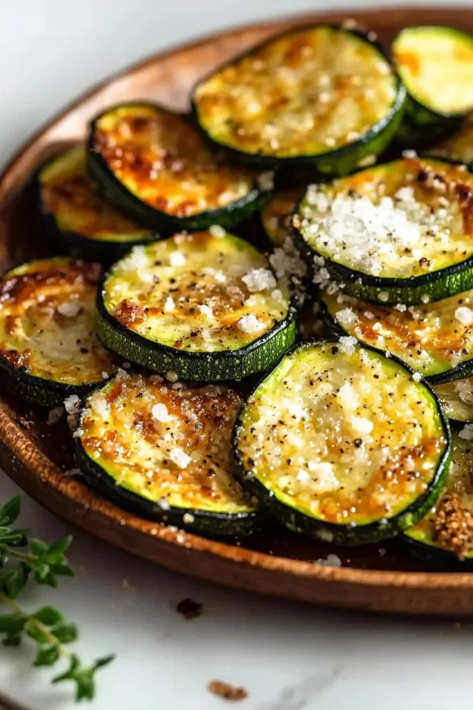 Bowl of quick roasted Parmesan zucchini, a healthy side dish