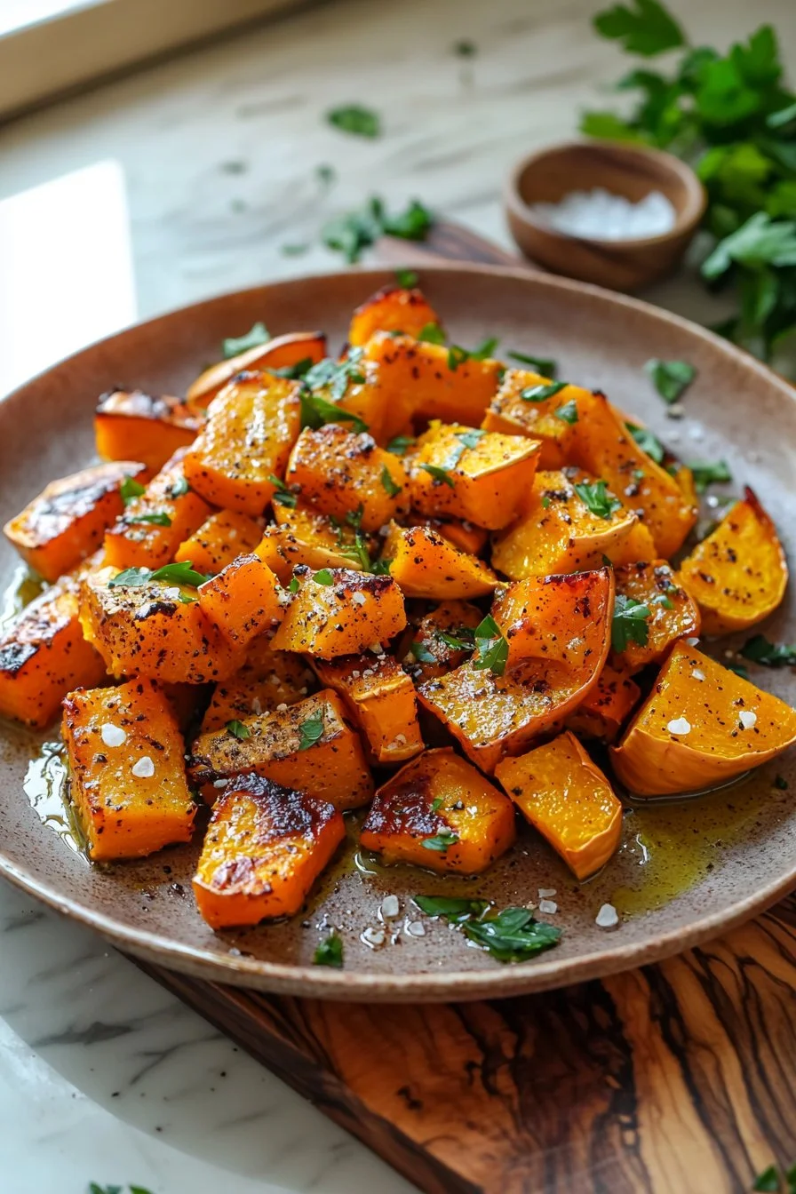 Delicious roasted butternut squash dish served on a plate