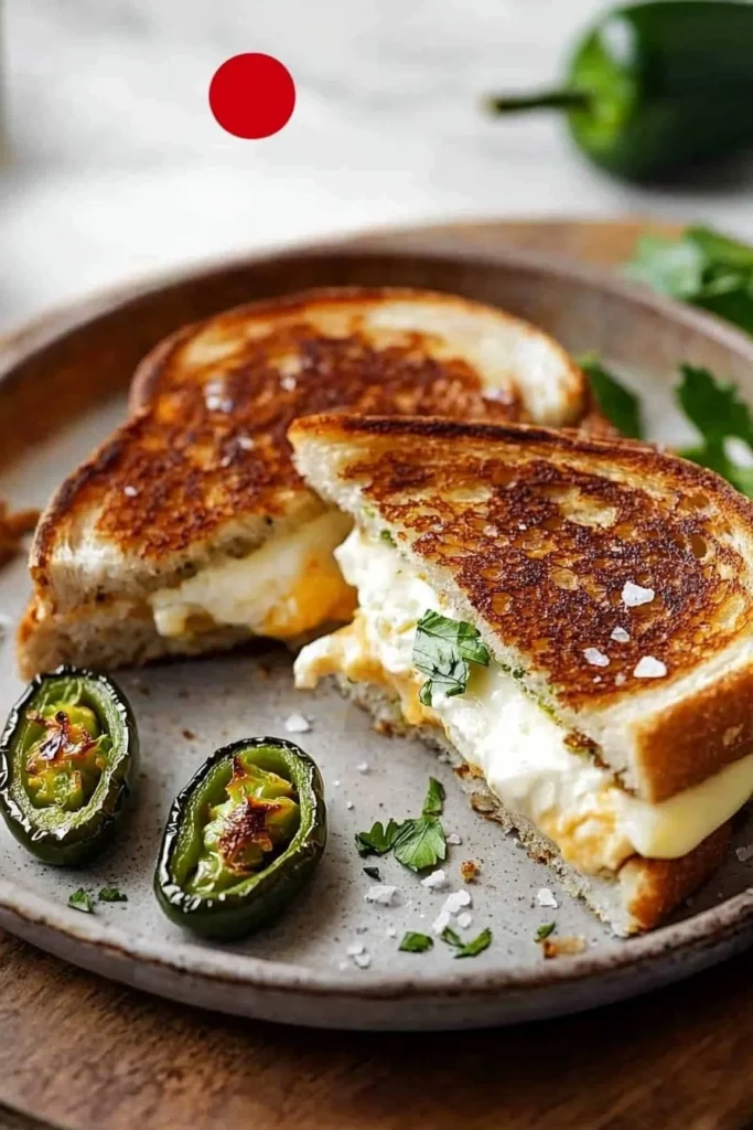 Roasted jalapeno popper grilled cheese sandwich with melted cheese and jalapenos