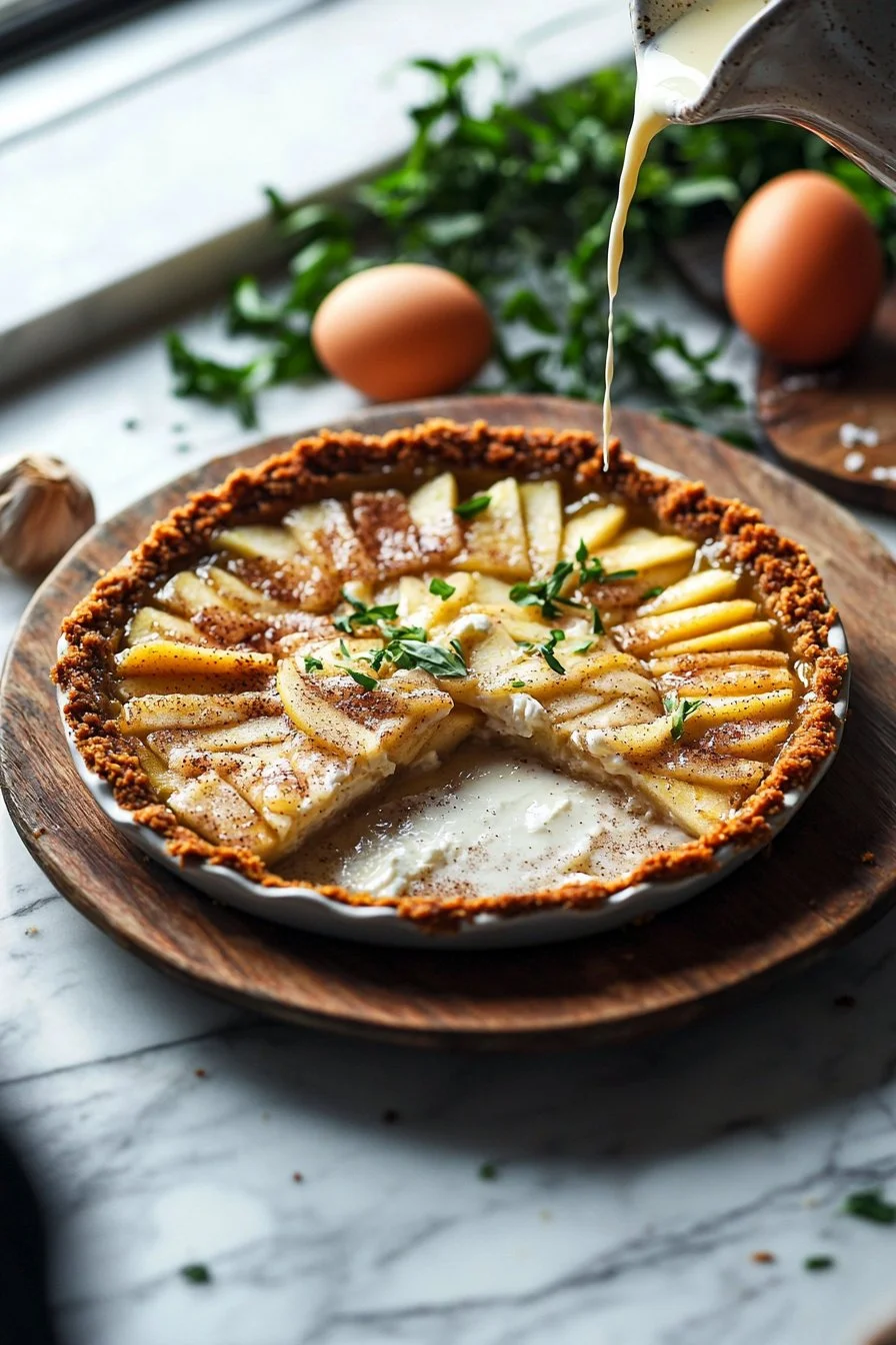 Snickerdoodle Apple Cream Cheese Pie with cinnamon and apple filling