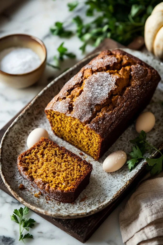 Delicious Snickerdoodle Pumpkin Bread with cinnamon topping