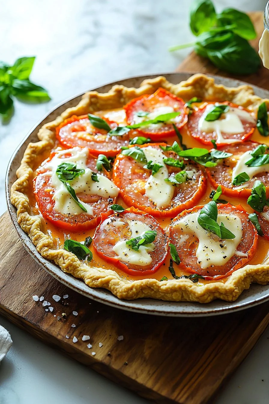 Delicious Southern Tomato Pie with fresh tomatoes and flaky crust