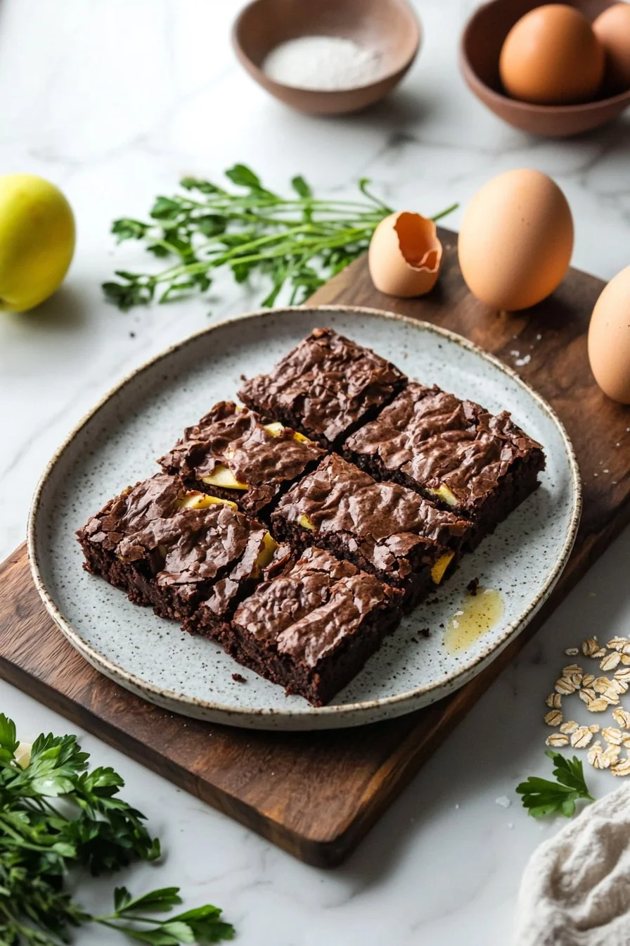Delicious sugar-free apple brownies with fresh apples and cocoa