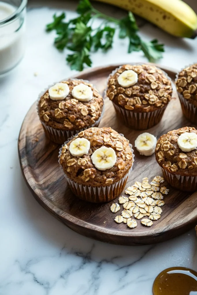 Freshly baked ultimate banana oatmeal muffins on a cooling rack
