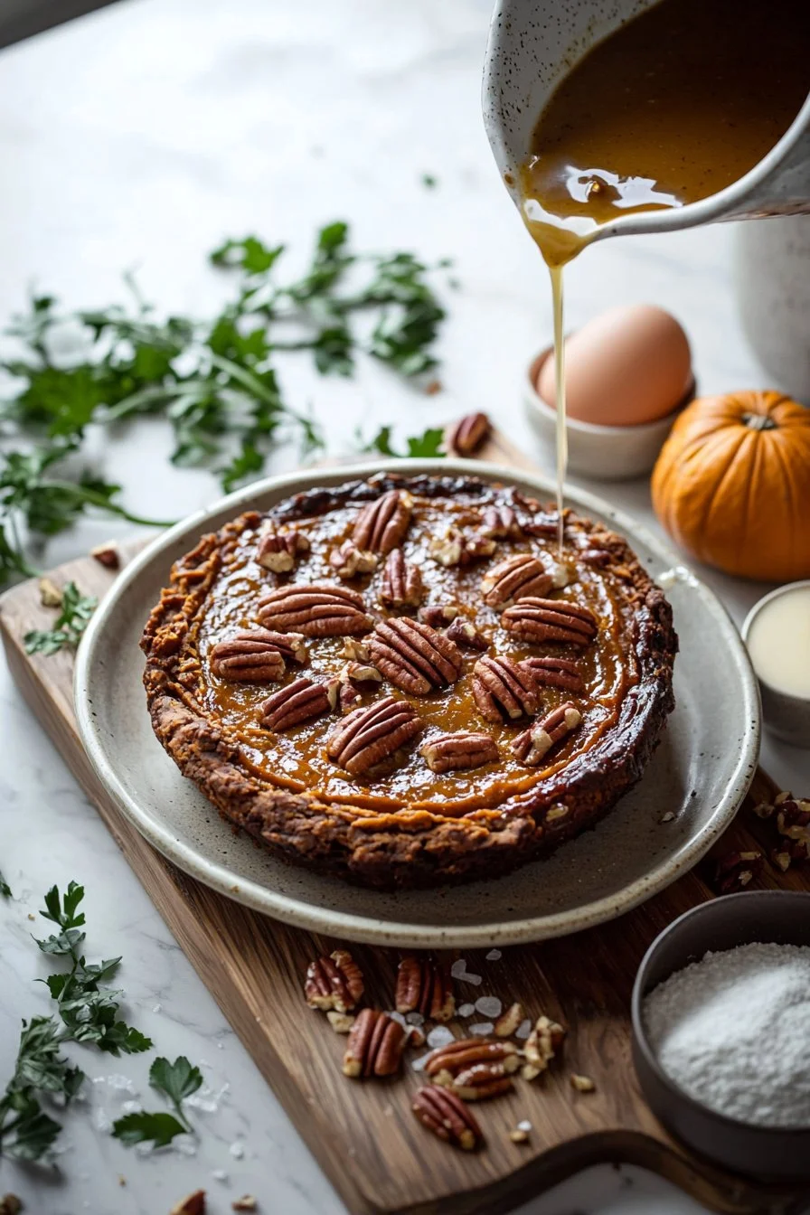 Delicious ultimate pumpkin pecan cobbler served warm with whipped cream