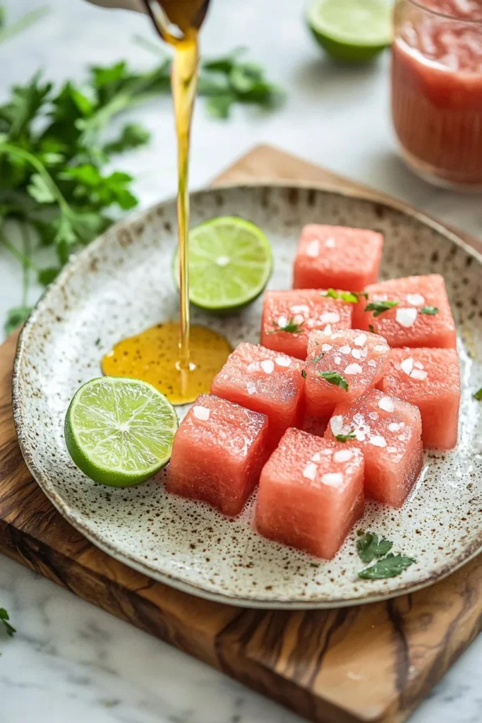 Refreshing watermelon smoothie in a glass, garnished with mint leaves.