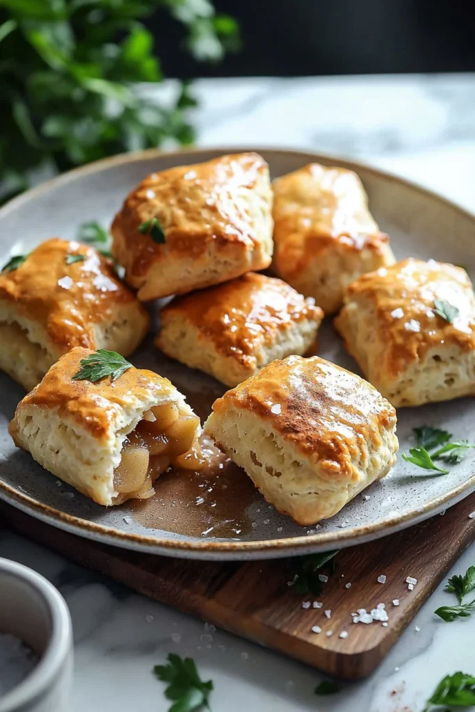 Air Fryer Apple Pie Bombs with flaky pastry and spiced apple filling