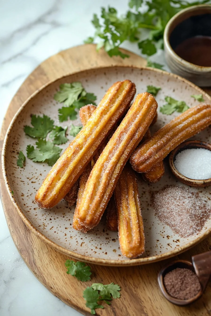 Delicious air fryer light churros served on a plate