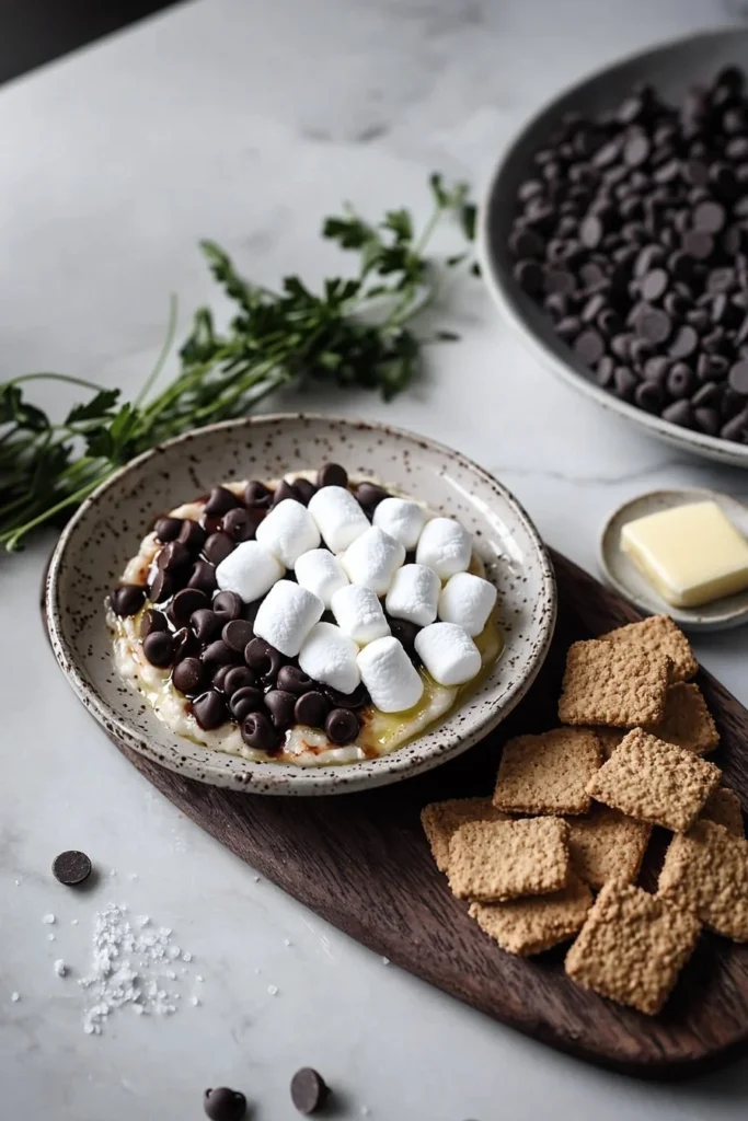 Delicious Air Fryer S'mores Dip served with graham crackers.