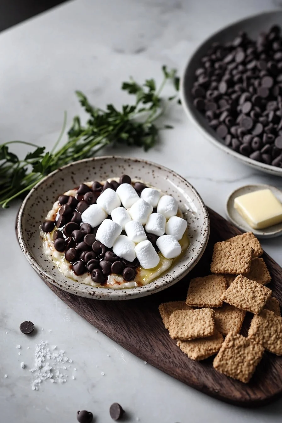 Delicious Air Fryer S'mores Dip served with graham crackers.