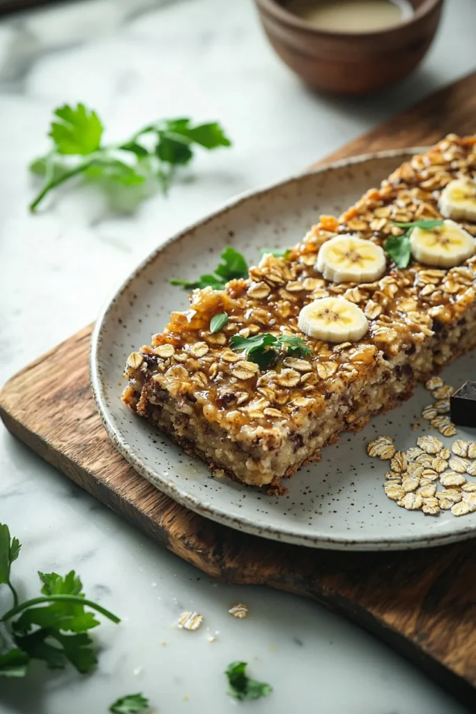 Delicious Banana Oatmeal Bars stacked on a plate, perfect for healthy snacks.