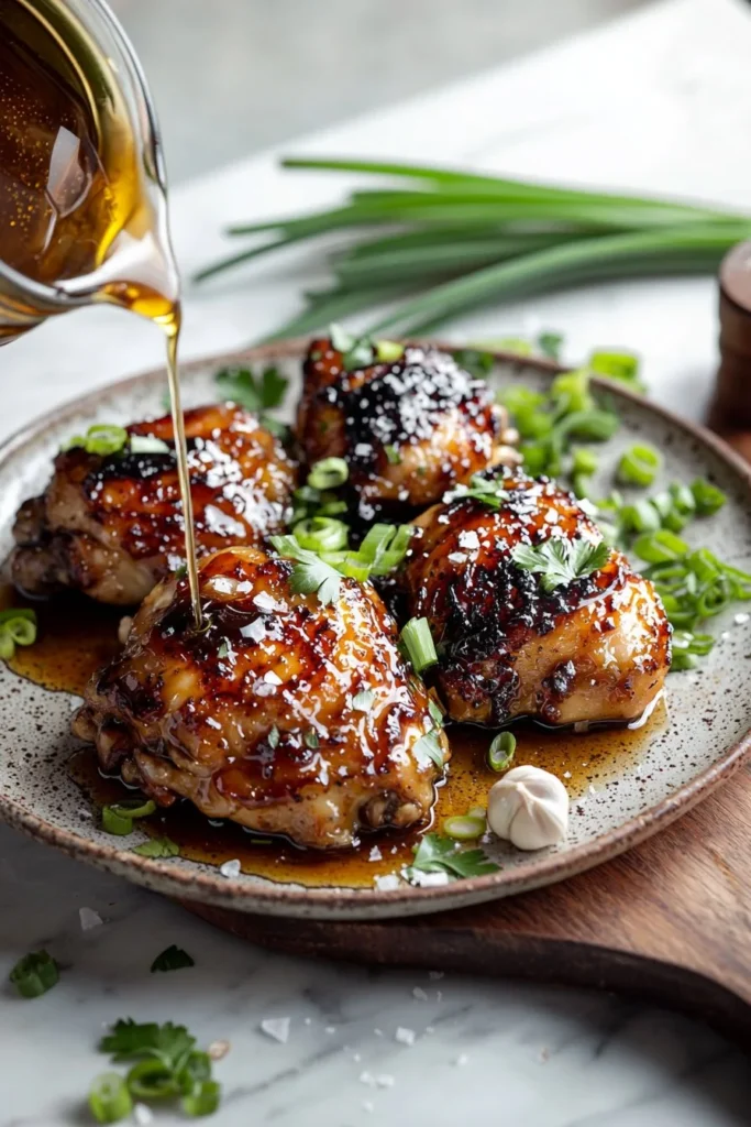 Delicious Blackstone Honey Garlic Chicken served on a plate