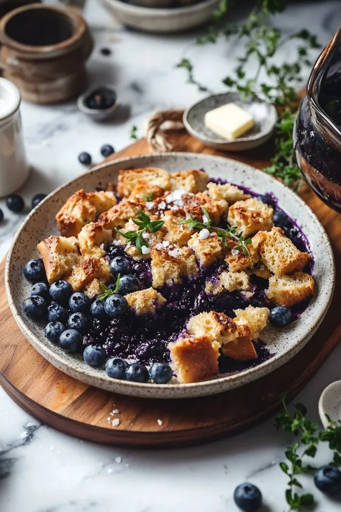 Delicious homemade blueberry breakfast bake with fresh blueberries and spices