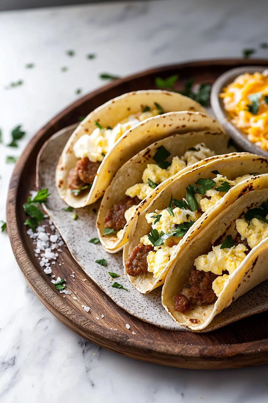 Delightful breakfast pancake tacos filled with fruit and syrup